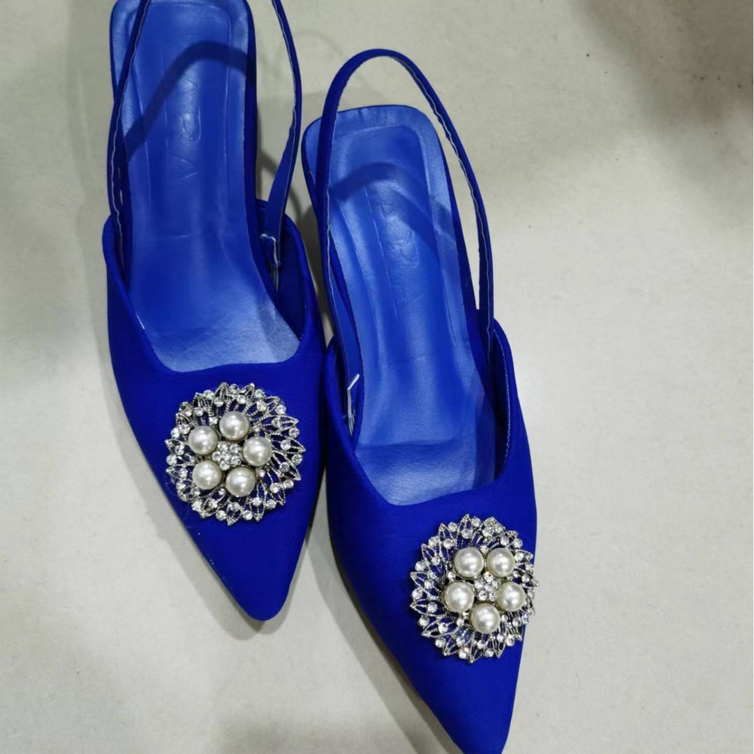 Damen Sling-Pumps mit eleganter Brosche EB