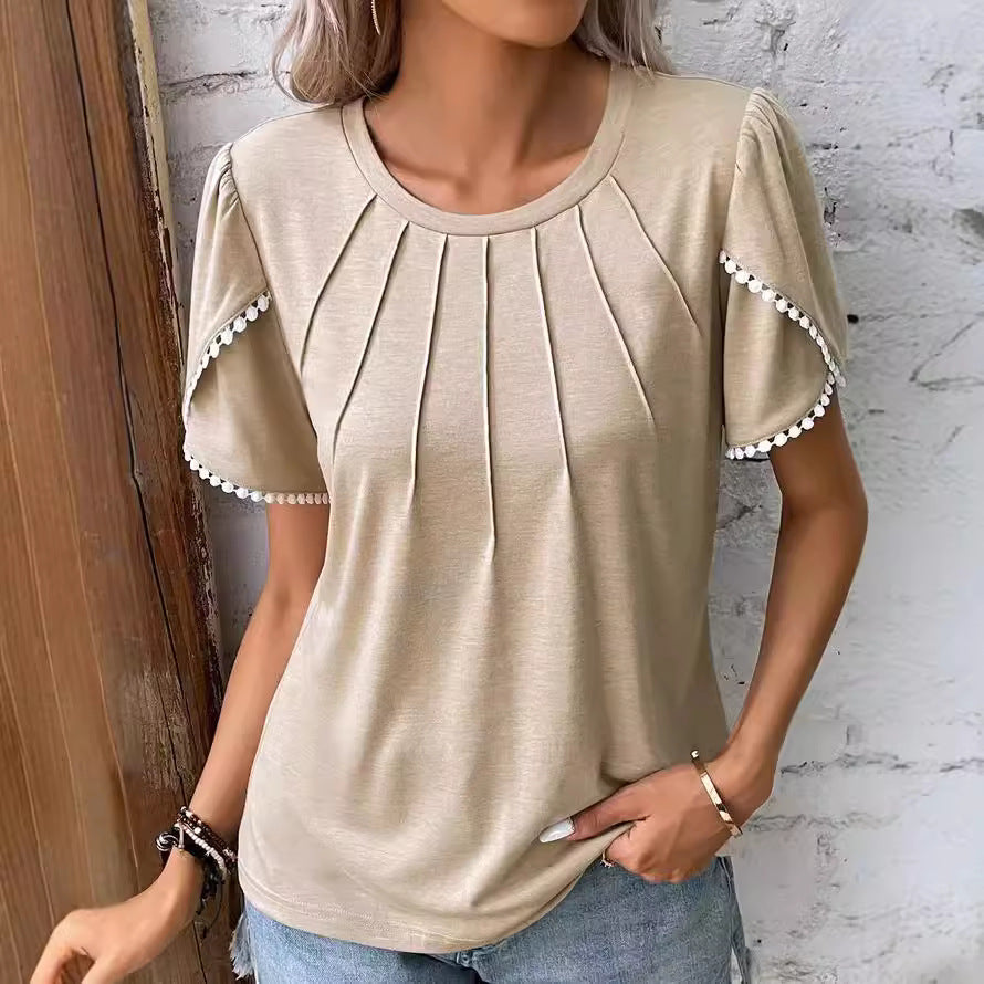 Damen Blusenshirt mit dekorativen Falten und eleganten Ärmelakzenten Heidi-Mode