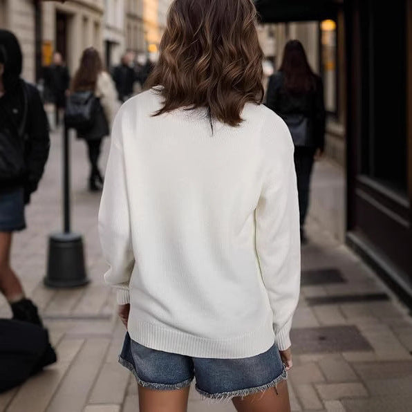 Damen Pullover mit Flaggenmotiv und strukturiertem Strick EB