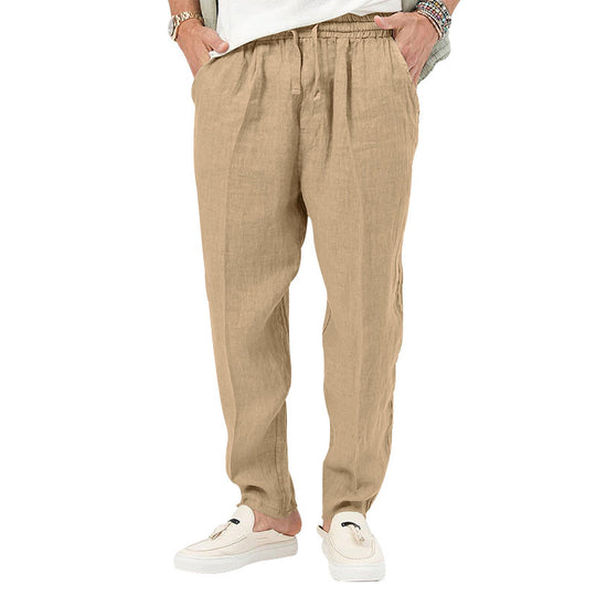Herren Leichte Leinenhose mit elastischem Bund und praktischen Eingrifftaschen EB