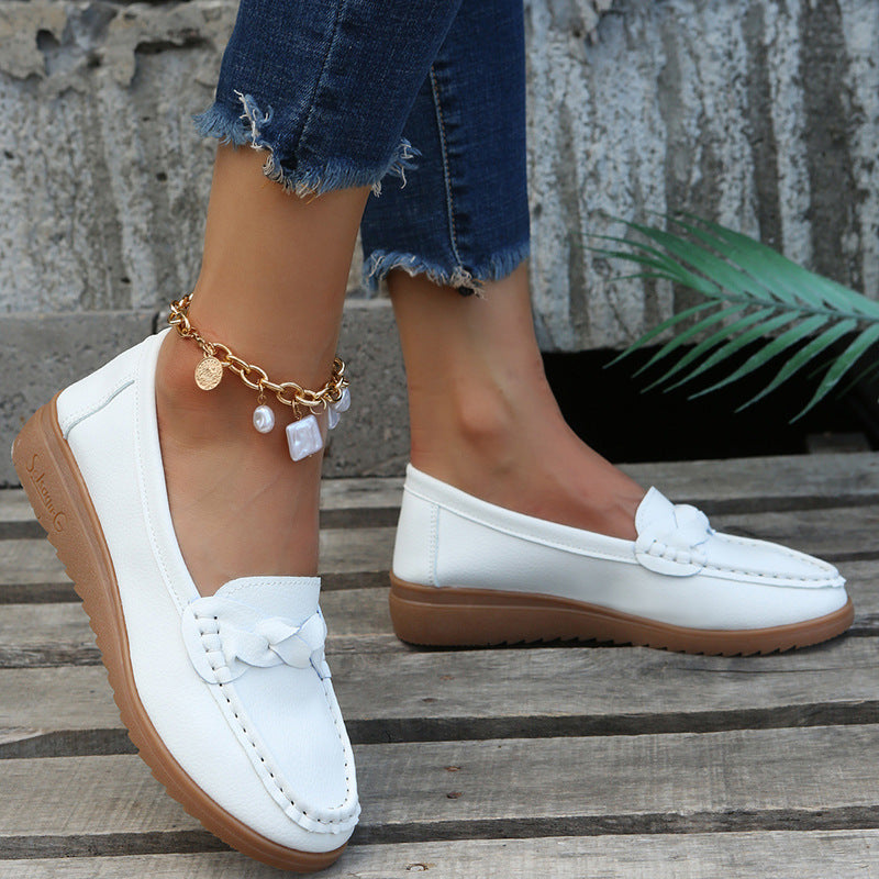 Damen Mokassin Schuhe mit eleganten Flecht-Details EB