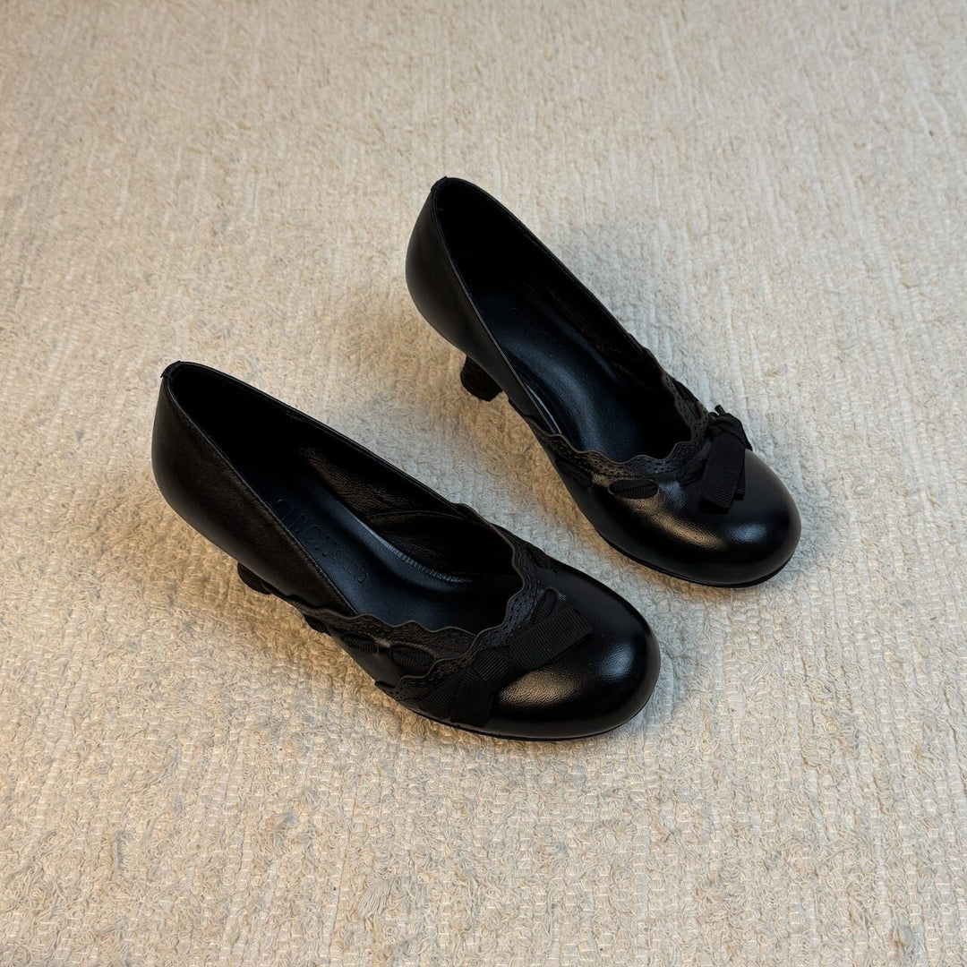 Damen elegante Ballerinas mit zierlichem Rüschendetail EB