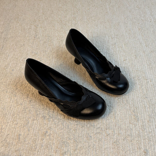 Damen elegante Ballerinas mit zierlichem Rüschendetail EB