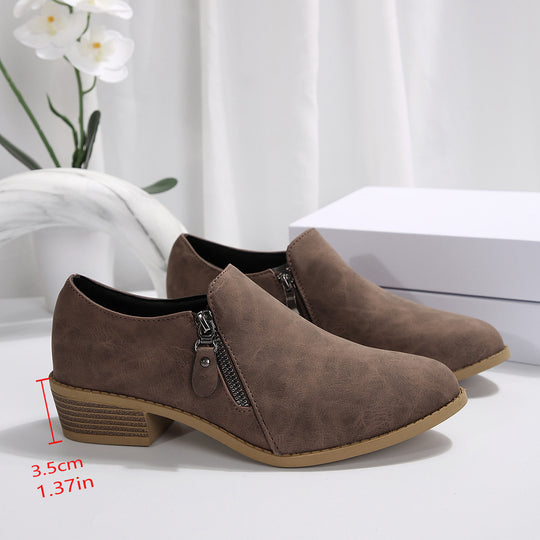 Damen elegante Stiefeletten mit modischem Reißverschluss und komfortablem Blockabsatz EB