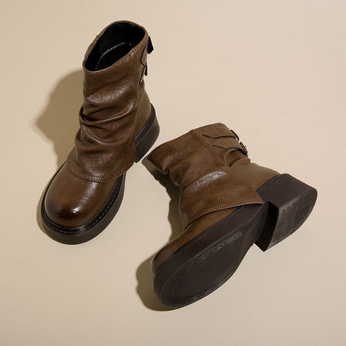 Damen modische Stiefeletten mit asymmetrischem Design und robustem Profil EB