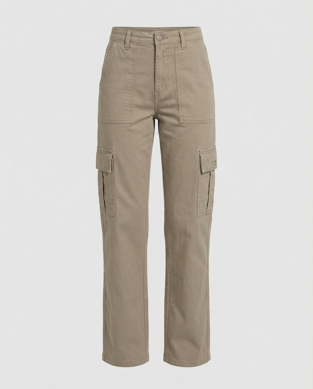 Damen hochgeschnittene Workwear-Cargohose aus robustem Baumwolltwill mit geradem Bein und aufgesetzten Klapptaschen EB