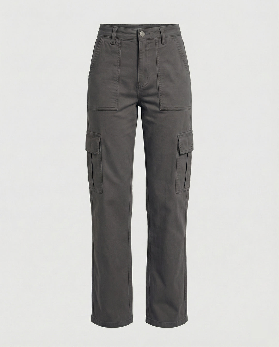 Damen hochgeschnittene Workwear-Cargohose aus robustem Baumwolltwill mit geradem Bein und aufgesetzten Klapptaschen EB