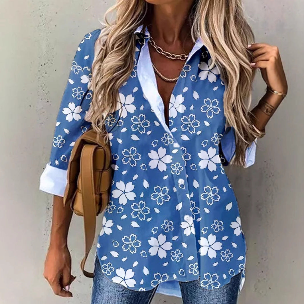 Damen Bluse mit floralem Design und Farbverlauf EB