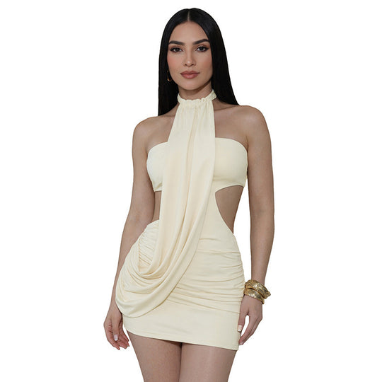 Damen Glamouröses Cut-Out Abendkleid mit Drapierung EB