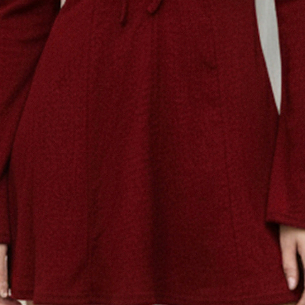 Damen elegantes Stretch-Minikleid mit Schnürbustier, taillierter A-Linie und Trompetenärmeln Eichborn Berlin