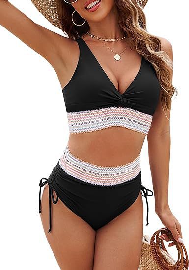 Damen Hochgeschnittener Bikini mit romantischem Spitzen-Detail EB