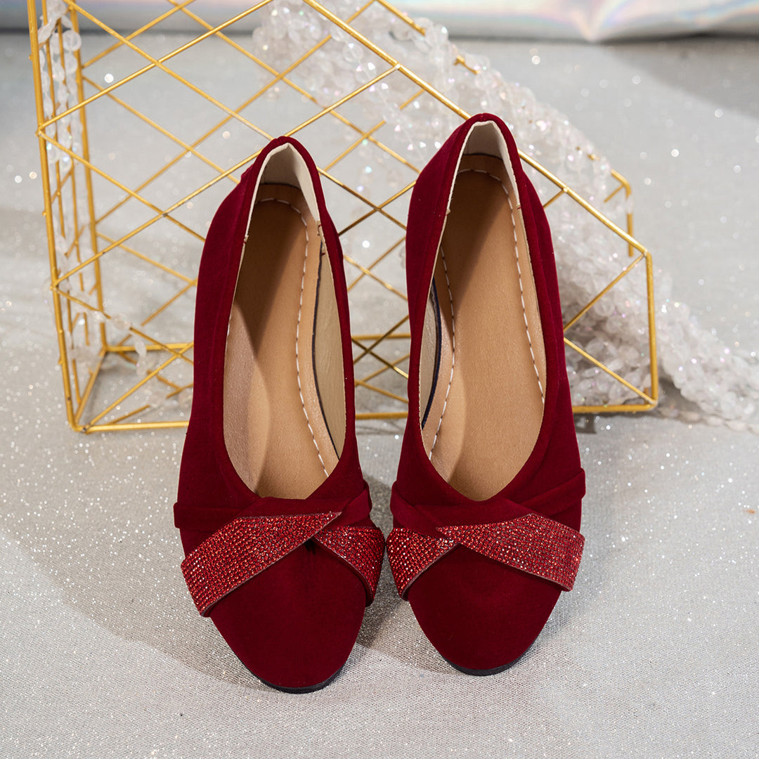 Damen elegante Slip-On Ballerinas mit funkelnden Applikationen EB