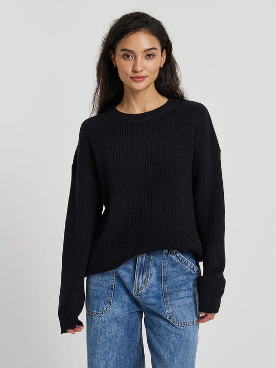 Damen Großer, weicher Strickpullover mit überschnittenen Schultern EB