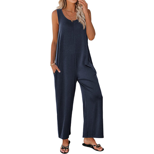 Frauen Freizeit Weiterbeinig Jumpsuit EB