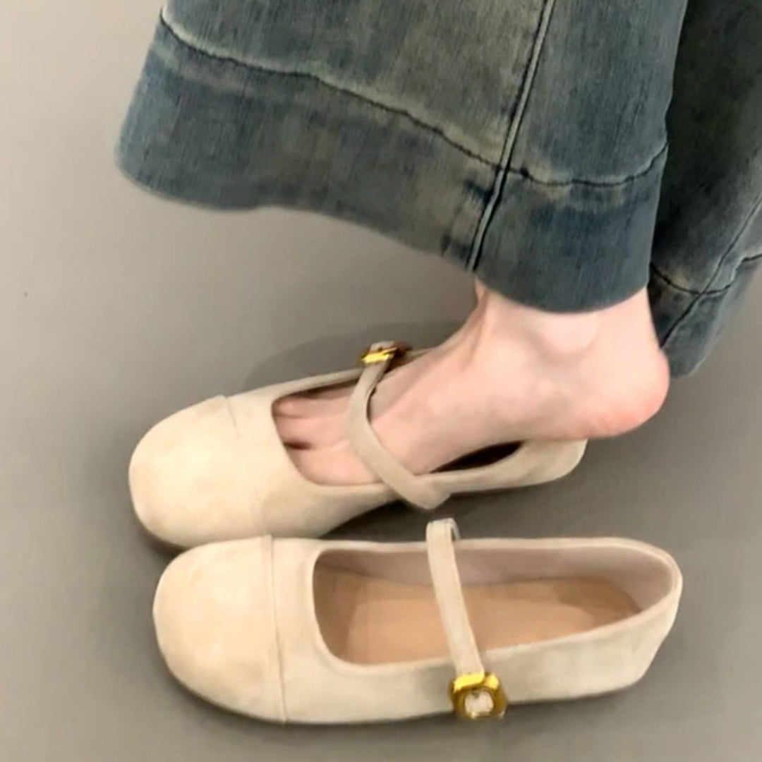 Damen elegante Ballerinas mit modischem Riemchen und komfortablem Fußbett EB