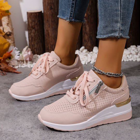 Damen Sneaker mit atmungsaktivem Obermaterial und seitlichem Reißverschluss EB