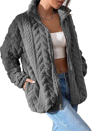 Damen Kuschel-Fleecejacke mit Oversized-Schnitt und Stehkragen EB