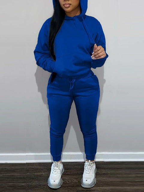 Herren nan sportliches Jogginganzug-Set mit Kapuzenpullover Kängurutasche und schmal zulaufender Jogginghose EB