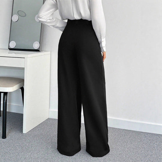 Damen Hochtaillierte Weitbein-Hose mit Gürtel EB