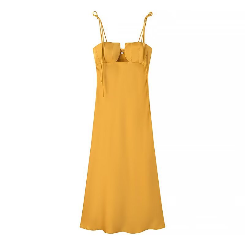 Damen Maxikleid mit verstellbaren Spaghetti-Trägern und elegantem Schnitt EB