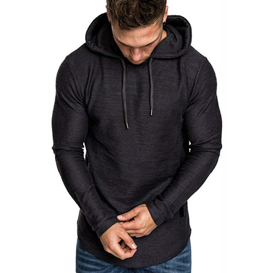 Herren longsleeve Kapuzenshirt mit strukturierter Oberfläche EB