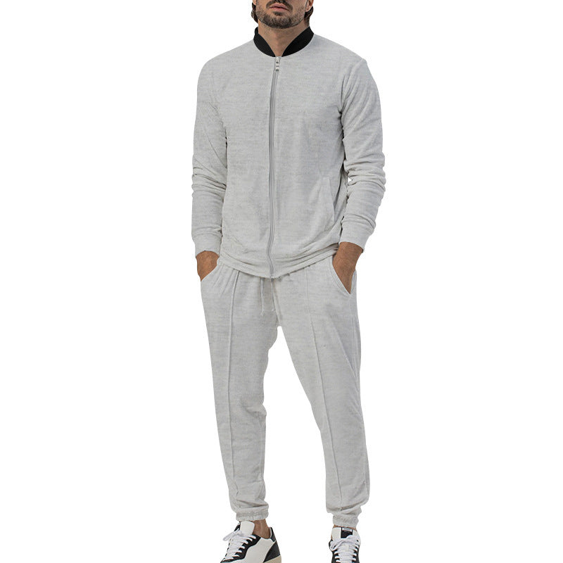 Herren sportliches Freizeit-Set mit durchgehendem Reißverschluss und elastischen Bündchen EB