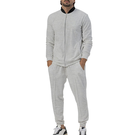 Herren sportliches Freizeit-Set mit durchgehendem Reißverschluss und elastischen Bündchen EB