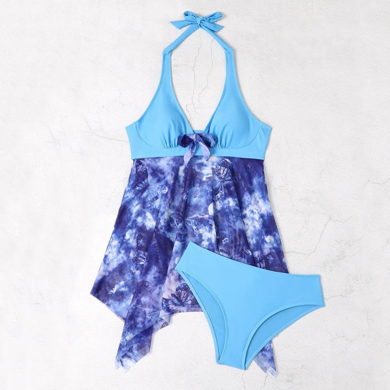Damen Tankini mit floralem Wickeldesign und verstellbarem Oberteil EB
