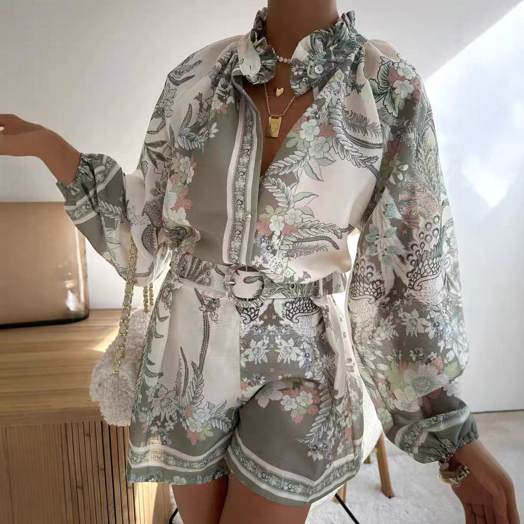 Damen Blusenset mit floralem Design und weitem Schnitt EB