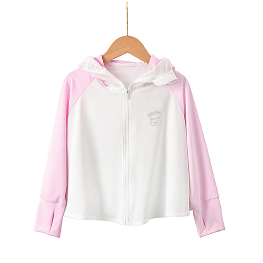 Damen leichte Sportjacke mit Kapuze und dezentem Motiv EB