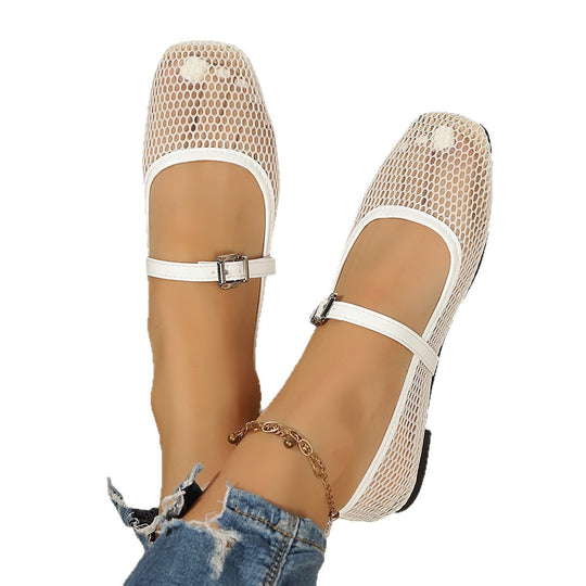 Damen Ballerina mit dekorativem Netzdesign EB