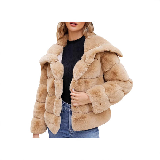 Damen Trendige Puffjacke mit weich gefüttertem Kunstfell EB