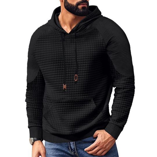 Herren nan gequilteter Kapuzenpullover mit quadratischer Struktur und Kängurutasche EB