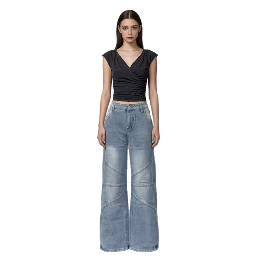 Damen Weit geschnittene Jeans mit einzigartigen Nahtdetails EB