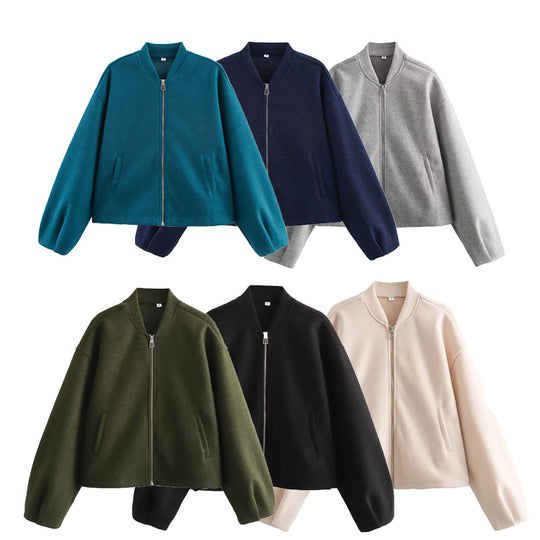 Damen Fleecejacke mit modernem Stehkragen und praktischen Taschen EB
