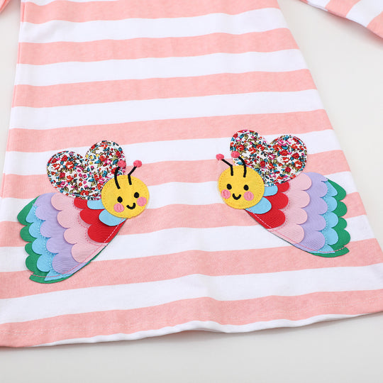 Mädchen Langarmkleid mit buntem Schmetterlingsdesign EB