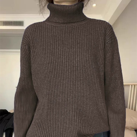 Damen Modischer Rollkragenpullover aus weichem Strick EB