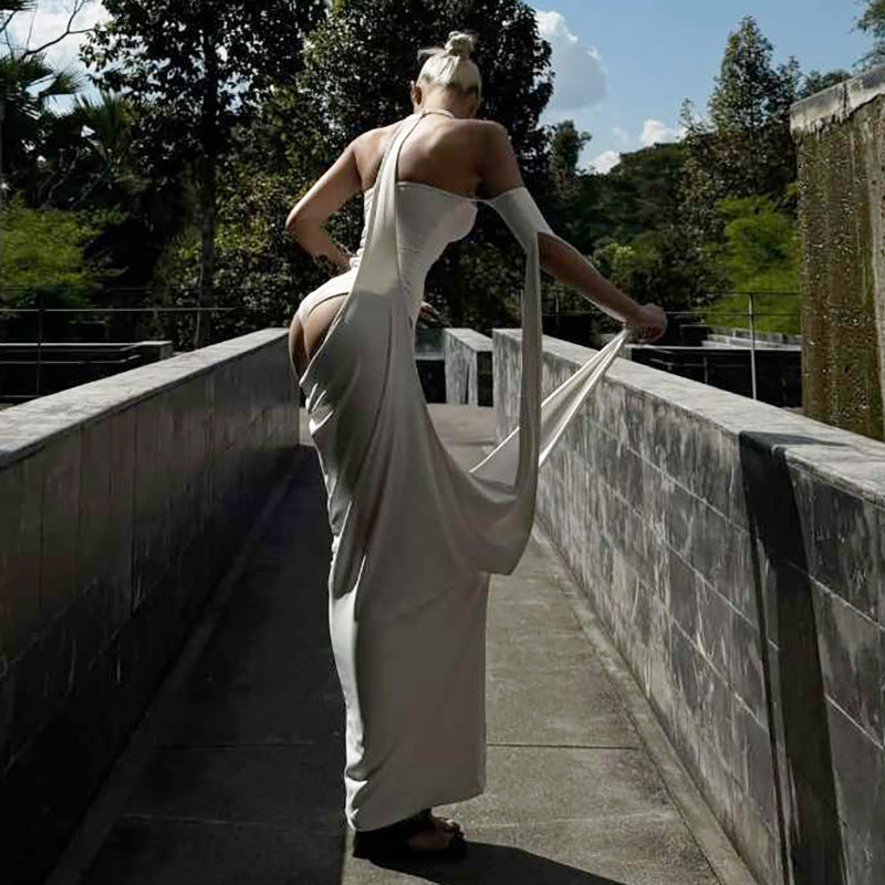 Damen Stilvolles Abendkleid mit asymmetrischem Schnitt und eleganten Drapierungen EB