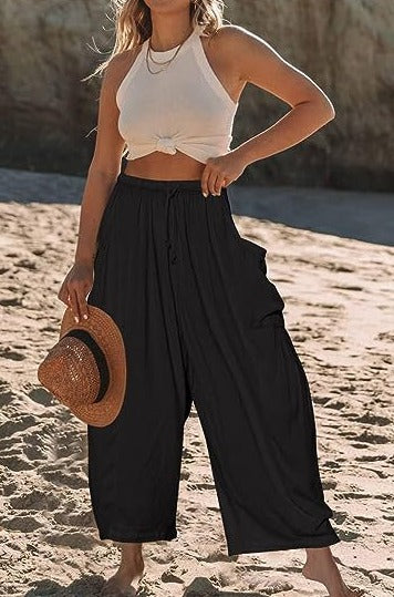 EB | Weite Baumwoll-hosen mit Elastischem Bund und Taschen