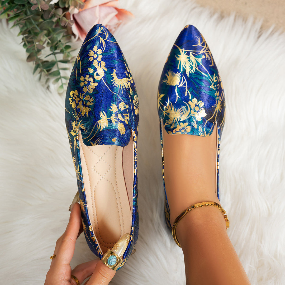 Damen Elegante und modische Slip-On Ballerinas mit Paisleymuster EB