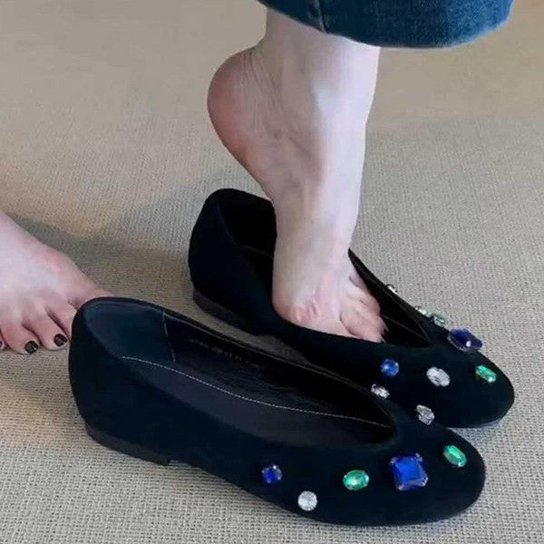 Damen elegante Ballerinas mit funkelndem Strassbesatz EB