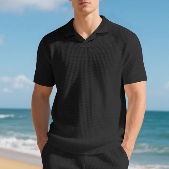 Herren Kurzarm Poloshirt mit strukturiertem Design und modernem Stehkragen EB