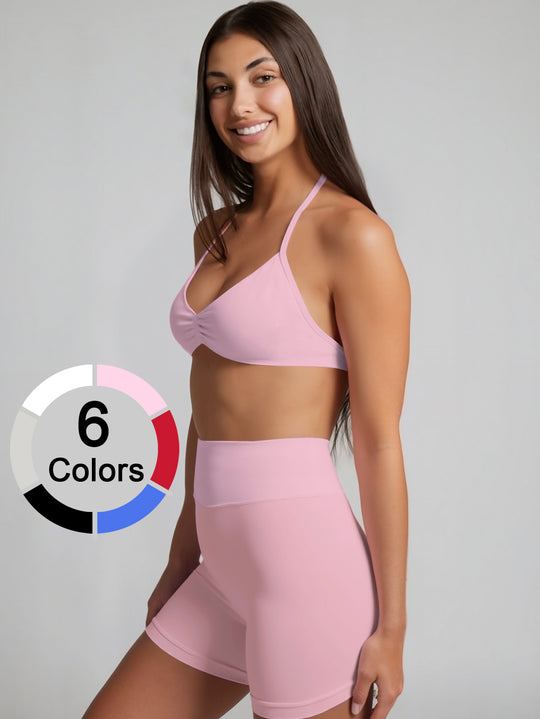 Damen Sportliches Bikini-Set mit hochgeschnittenen Shorts und elastischer Unterstützung EB