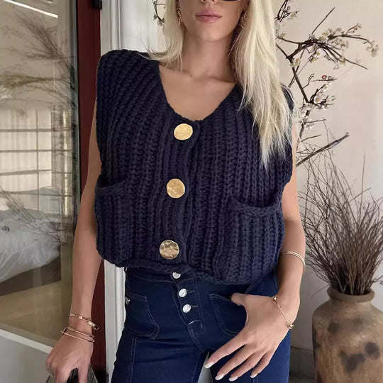 Damen Strickweste mit Taschen EB