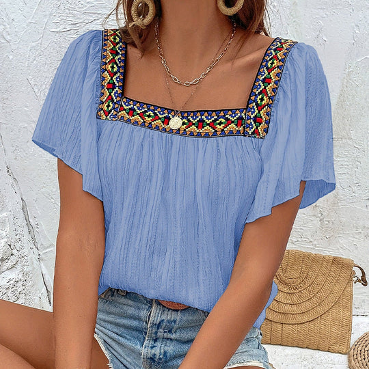Damen Luftige Sommerbluse mit Stickereien EB