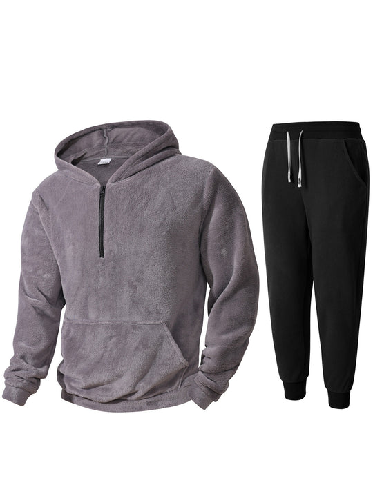 Herren kuscheliges Fleece-Hoodie und Jogginghose Set EB