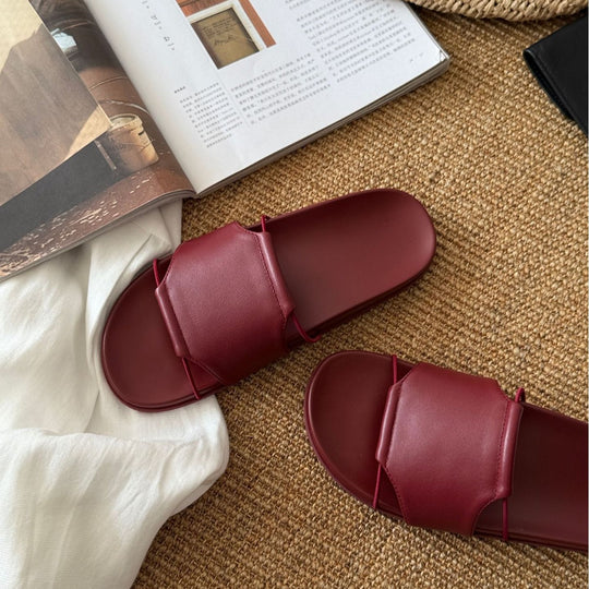 Damen Komfortable Zehentrenner-Sandalen im minimalistischen Design mit doppeltem Riemen EB