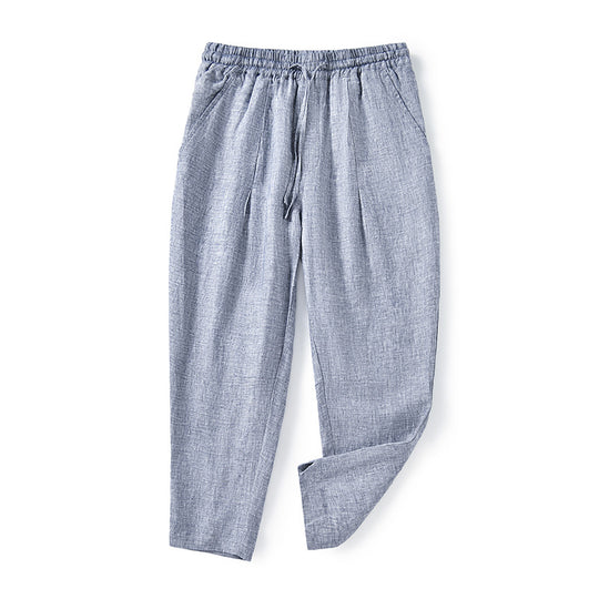 Damen lässige Leinenhose mit elastischem Bund und praktischen Seitentaschen EB