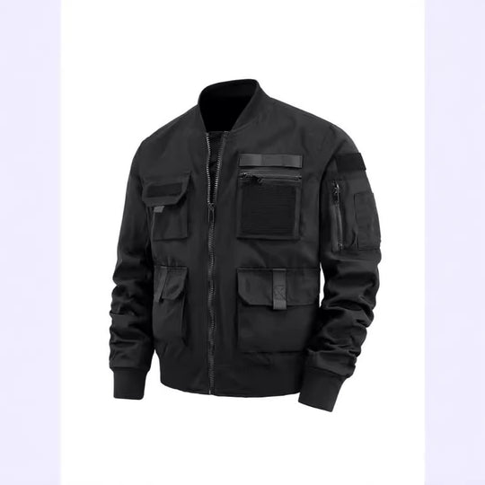 Herren taktische Bomberjacke mit multifunktionalen Taschen und Stretchbündchen EB