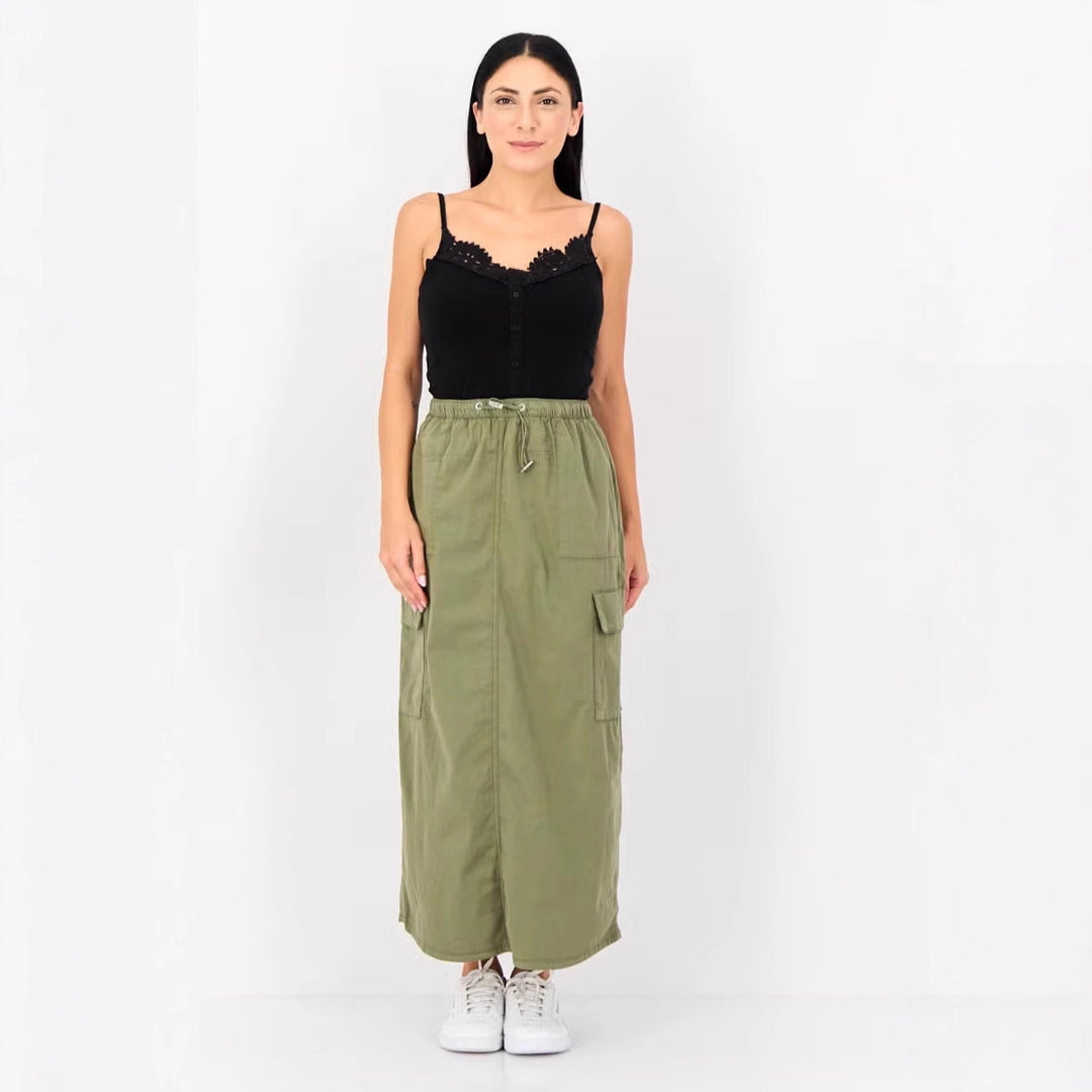 Damen Cargo-Rock mit praktischen Taschen und elastischem Bund EB